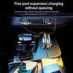 66-250W PD Car Charger QC3.0 Fast Charge One to Six Car Cigarette Lighter Plug Car Charger Flash Charge with Digital Display