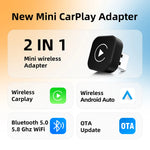 Carplay Wireless Adapter Android Auto 2in 1 Smart Dongle 2025 5G WIFI For iphone Android Phone For Volvo Benz Mg Kia Chery VW