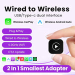Carplay Wireless Adapter Android Auto 2in 1 Smart Dongle 2025 5G WIFI For iphone Android Phone For Volvo Benz Mg Kia Chery VW
